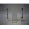 Image 1 : CZ DANGLING TEARDROP PEACH PEARL EARRINGS