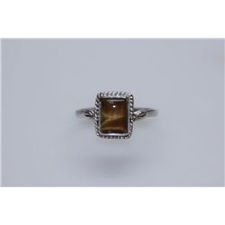 11.40 CTW TIGER EYE RING .925 STERLING SILVER