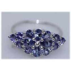 12.89 CTW TANZANITE RING .925 STERLING SILVER