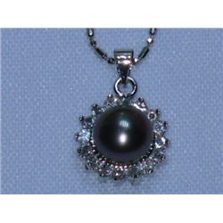 BLACK PEARL WITH CZ ROUND SILVER