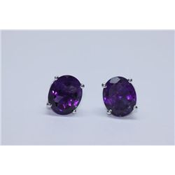 18.15 CTW AMETHYST EARINGS .925 STERLING SILVER