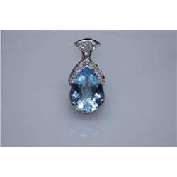 21.30 CTW BLUE TOPAZ/CZ PENDANT .925 STERLING SILVER