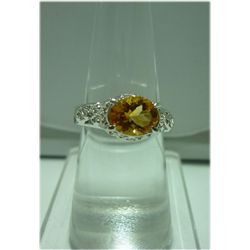 17.00 ctw CITIRINE RING .924 STERLING SILVER