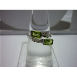 12.00 ctw Peroidot 4*6 Octagonal RING .924 STERLING SIL