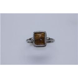 12.00 CTW TIGER EYE RING .925 STERLING SILVER