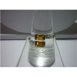 12.00 ctw Citrine 4*6 Octagonal RING .924 STERLING SILV