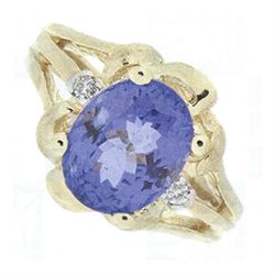 Genuine Tanzanite 2.97 ctw & Diamond Ring 14KTGold 5.5