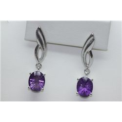 27.75 CTW AMETHYST EARRING .925 STERLING SILVER