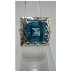 39.00 ctw Blue Topaz  Square RING .924 STERLING SILVER
