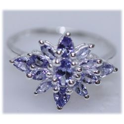 12.82 CTW TANZANITE RING .925 STERLING SILVER