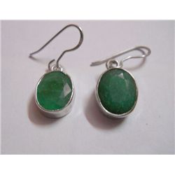 20.30 CTW EMERALD EARRING .925 STERLING SILVER
