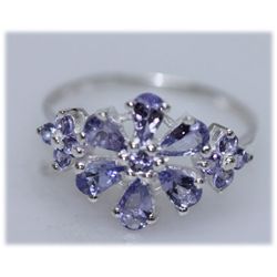 9.10 CTW TANZANITE RING .925 STERLING SILVER