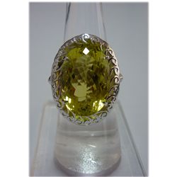 43.00 ctw Lemon Topaz Oval RING .924 STERLING SILVER