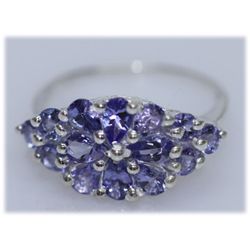 13.36 CTW TANZANITE RING .925 STERLING SILVER