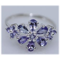 10.24 CTW TANZANITE RING .925 STERLING SILVER