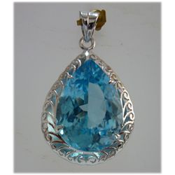 44.00 CTW BLUE TOPAZ Pear SHAPE PENDANT .925 STERLING S