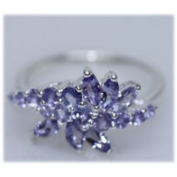 14.19 CTW TANZANITE RING .925 STERLING SILVER