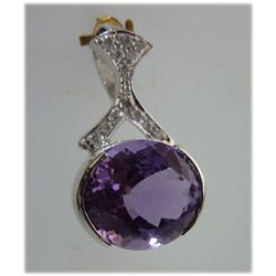 26.00 CTW AMETHYST OVAL PENDANT .925 STERLING SILVER