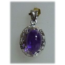 21.00 CTW Amethyst CABUSHION PENDANT .925 STERLING SILV