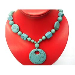 BLUE TURQUISE WITH ALL SHAPE DESIGN LONGSTRAND NECKLACE