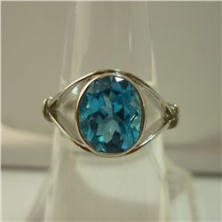 16.00  CTW BLUE TOPAZ RING .925 STERLING SILVER