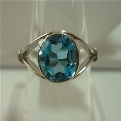 16.50 CTW BLUE TOPAZ RING .925 STERLING SILVER