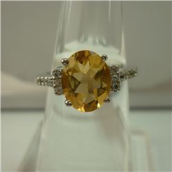 18.00 CTW CITRINE AND WHITE TOPAZ RING .925 STERLING SI