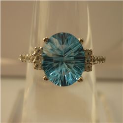 18.25 CTW BLUE TOPAZ AND SEMI PRECIOUS RING .925 STERLI
