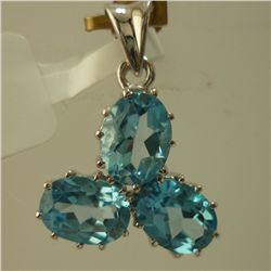 14.00CTW BLUE TOPAZ PENDANT .925 STERLING SILVER