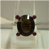 Image 1 : 19.25  CTW RUBY AND SMOKEY TOPAZ RING .925 STERLING SIL