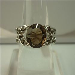 31.00 CTW SMOKEY TOPAZ RING .925 STERLING SILVER