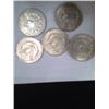 Image 2 : 5 MIXED DATES 90%  SILVER PEACE DOLLARS