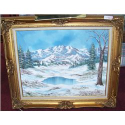 Winter Scene Oil on Canvas by Marthy Cane
