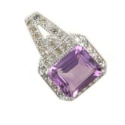 5.0 Ctw. Amethyst & Diamond Pendant In 10kw Gold