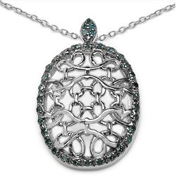 0.20 Carat Genuine Blue Diamond .925 Sterling Silver Pendant
