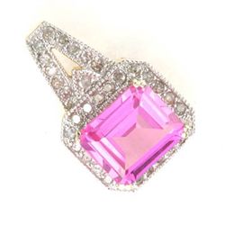 5.0 Ctw. Pink Sapphire & Diamond Pendant In 10kw Gold