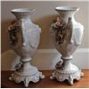 Image 4 : Pair Capodimonte Rose Porcelain Vases - Hand Painted