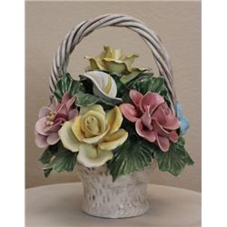 Italian Porcelain Flower Basket Sculpture