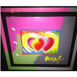 "Hearts" Peter Max Original Mixed Media