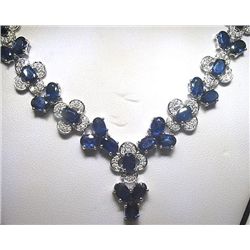 14K GOLD DIAMOND AND SAPPHIRE NECKLACE
