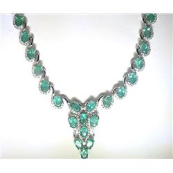 14K GOLD EMERALD AND DIAMOND NECKLACE