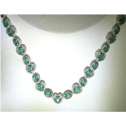 14K GOLD EMERALD AND DIAMOND NECKLACE