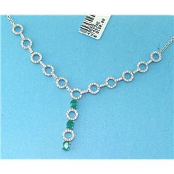 18K GOLD EMERALD AND DIAMOND NECKLACE