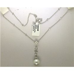 18K GOLD DIAMOND AND PEARL NECKLACE