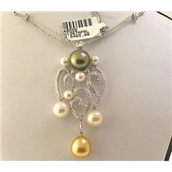 18K GOLD DIAMOND AND PEARL NECKLACE