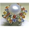 Image 1 : 18K GOLD PEARL AND DIAMOND RING