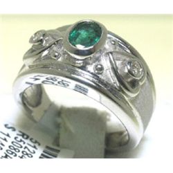 14K GOLD DIAMOND AND EMERALD RING