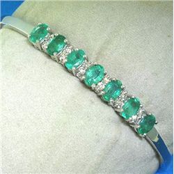 14K BANGLE WITH EMERALDS & DIAMONDS