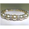 Image 1 : 18K PEARL AND DIAMOND BANGLE