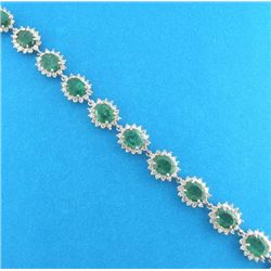 14K GOLD EMERALD AND DIAMOND BRACELET